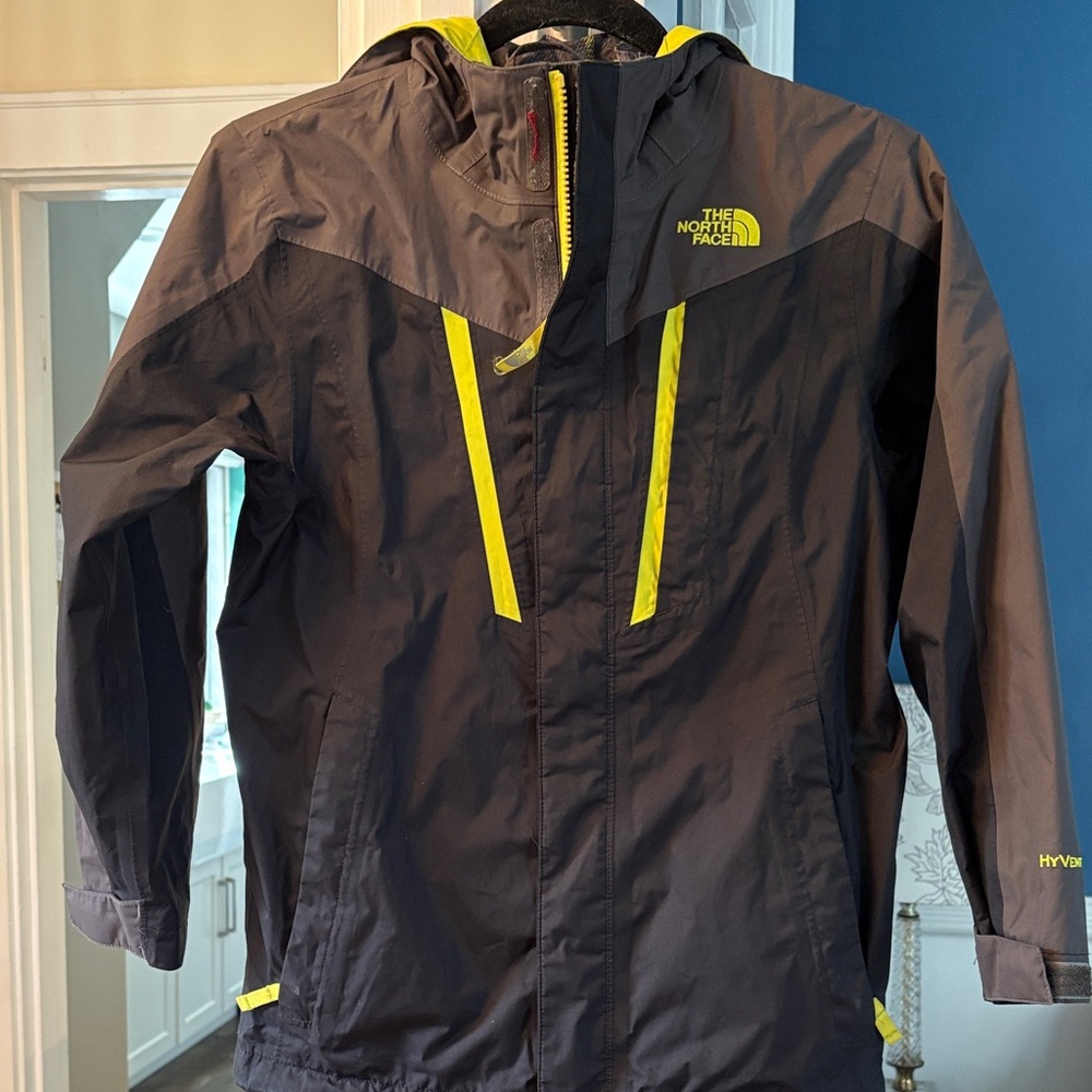 The North Face Black and Neon Yellow Jacket